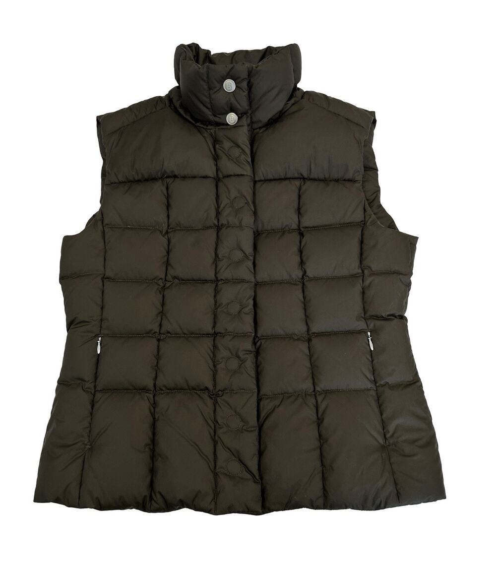Bogner Fire + Ice Womens Down Puffer Vest Size 10 Chocolate Brown Snap Closure